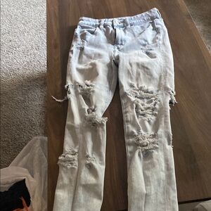 American Eagle Outfitters Light Blue Distressed Skinny Jeans